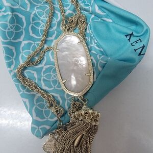 Kendra Scott Rayne tassel necklace gold mother of pearl